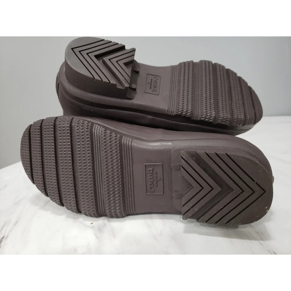 NEW NO BOX SIZE 5 Roma Women's Rain Boots Evol Matte BROWN SLIP ON GARDEN ANKLE